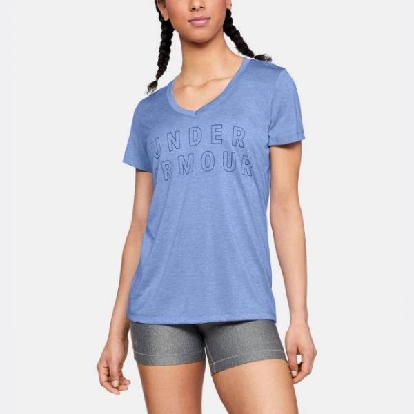 Under Armour жіноча футболка UA Tech™ Graphic Twist V-Neck (Talc Blue), S