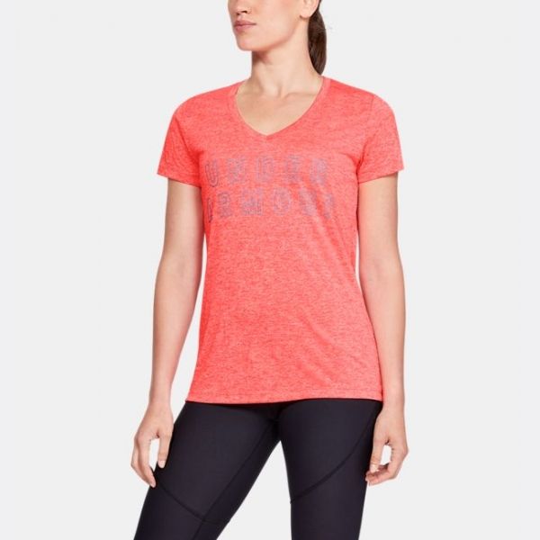 Under Armour жіноча футболка UA Tech™ Graphic Twist V-Neck (Neon Coral), M