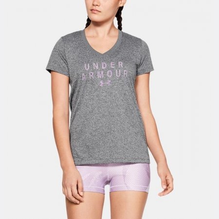 Under Armour женская футболка UA Tech™ Graphic V-Neck (Jet Gray), XS