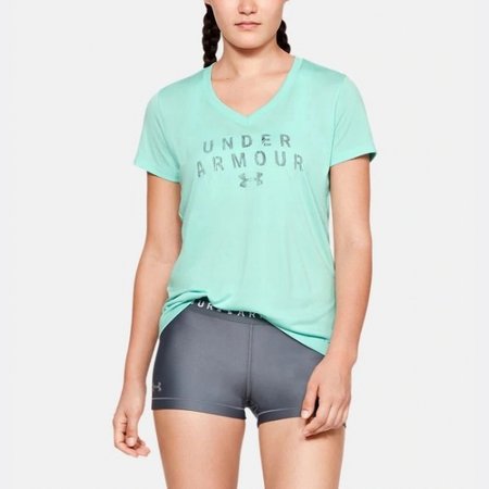 Under Armour женская футболка UA Tech™ Graphic V-Neck (Neo Turquoise), S