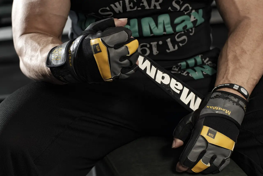 MadMax перчатки Унісекс для тренувань MFG-880 Signature (Black/Grey/Yellow), S