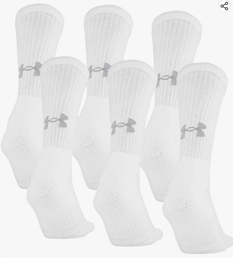 Under Armour носки Charged Cotton 2.0 Crew White (6 пар), L